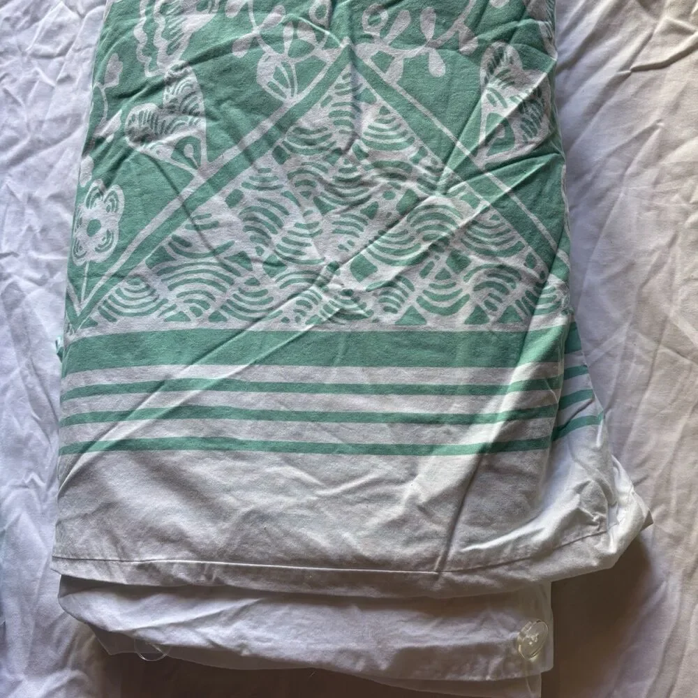 Pottery Barn Full-Queen Duvet Cover Teal w/ 1 Pillow Sham PBTeen Floral Filigree